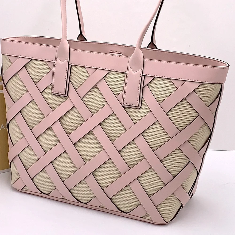 MICHAEL KORS SIENNA Large Tote Shoulder BAG In POWDER BLUSH Leather Canvas - Picture 5 of 16